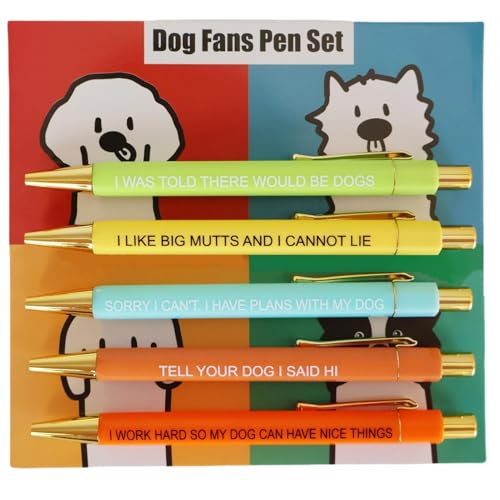 Birtern Bolígrafo para perro, juego de bolígrafos multiusos portátil, 5 suministros de papelería, bolígrafos de escritura ligeros para el hogar, trabajo, escuela, aula