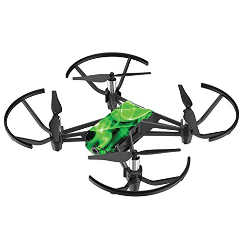 MightySkins Skin Compatible with DJI Ryze Tello Drone - Green Flames | Protective