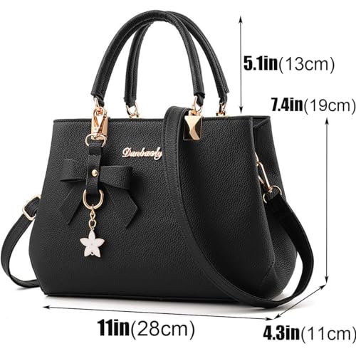 Women Bowknot Satchel Bags Handle Shoulder Handbags and Purses Pockets Zipper Leather Crossbody Bags2
