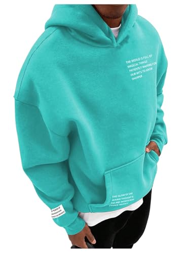 Floerns Men's Letter Print Hoodie Sweatshirts Long Sleeve Drop Shoulder Pullover Top3