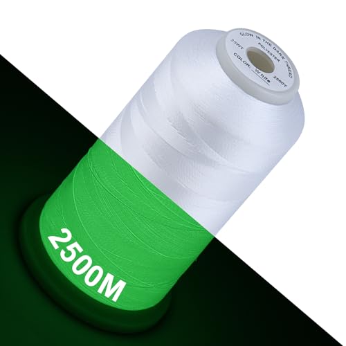 Simthread White Glow in Dark Thread 30WT for Embroidery and Sewing 2500 Yards