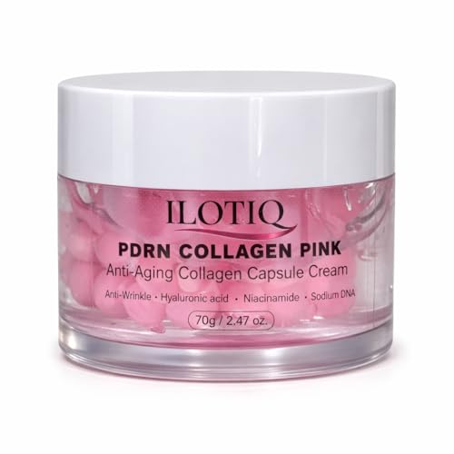 Crema Facial con Colágeno Rosa de Salmón PDRN – Hidratante con Ácido Hialurónico, Niacinamida, Glicerina, Manzanilla y Aceite Mineral – Cápsulas Antiarrugas' 70 gramos