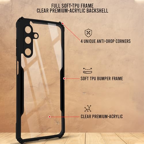 Image of Jkobi Back Cover Case for Samsung Galaxy M16 5G | Samsung Galaxy F16 5G (Shockproof with Polycarbonate Clear Panel | Professional Black)