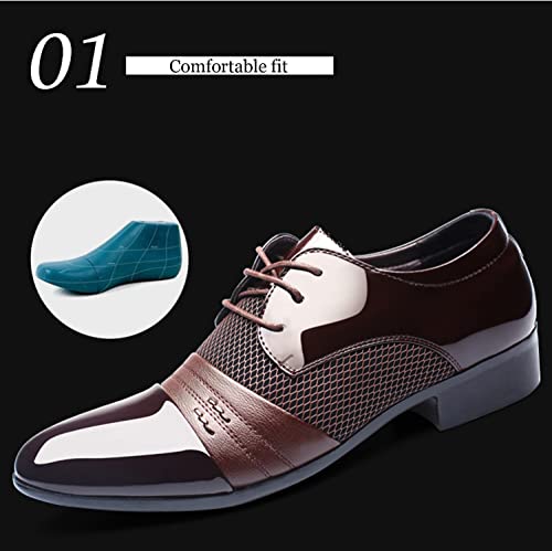 Men's Formal Dress Shoes Pointed Toe Breathable Patchwork Oxfords Lace Up Smart Stylish Shoes2