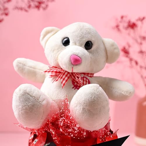 FlowerAura Decorative Set of 10 Chocolate Bouquet With Cute Teddy Bear In Vase For Valentine's Day Gift, Birthday Gift, Anniversary Gift, Mother's Day Gift, Father's Day (Same Day Delivery) 2 4172wSKjJFL