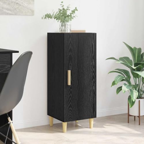 Nqyjm Vitrina Roble Negro 34.5 x 34 x 90 cm Madera contrachapadaVitrina Expositora, Vitrina Salón, Mueble de Saló