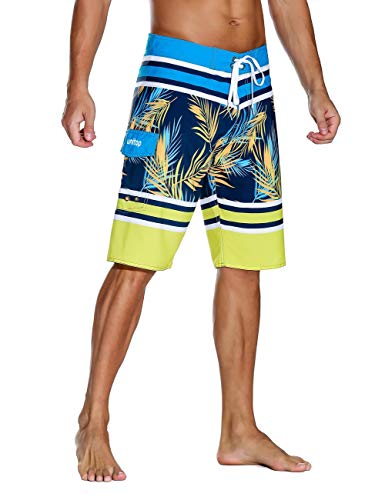 Image of unitop Men's Bathing Board Trunks Beach Shorts Holiday Hawaiian Colorful Striped