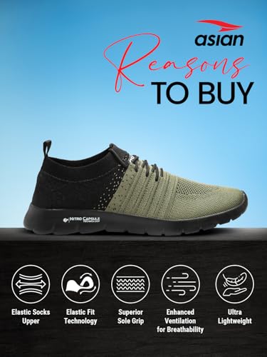 Image of ASIAN Storm-02 Men's Walking Shoes with Stretch-Knit Fit, Nitro Capsule Cushioning & Flexible Lightweight Sole