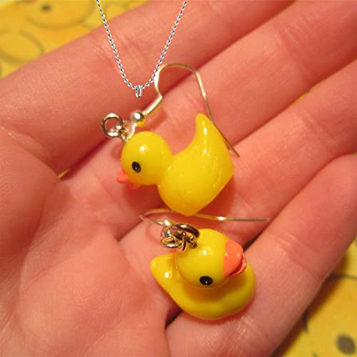 Gbahfy Rubber Unique Personalized Yellow Duck Earring Lightweight Funny Cute Duck Dangle Drop Earrings Necklace Set For Women Girls Charming Jewelry Gift (Yellow) #TOP4