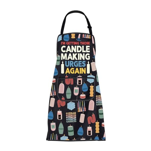 CMNIM Candle Making Apron with Pockets Homemade Candle Lover Gift for Candle Maker Craft Aprons DIY Kitchen Apron Crafter Gift (251112 Candle Apron)