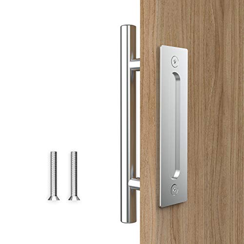 Orgerphy 12 Inch Stainless Barn Door Handle Set | Stainless 12 inch Round Heavy Duty Solid 304 Stainless Gate Pull Handle | for Barn Door Gates Garages Sheds