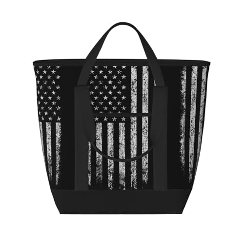 LIXLZH Bolsa de mano con estampado de camuflaje de águila calva americana para adultos, resistente, para picnic, playa, camping, gran capacidad, aislada, color negro, talla única, Negro, One Size