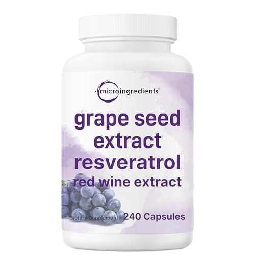 Micro Ingredients Grape Seed Extract, 240 Capsules | Antioxidant Blend with Resveratrol & Red Wine Extracts | Max Strength Polyphenols Supplement