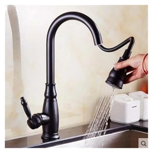 Grifo de cocina extraíble negro de diseño elegante 4