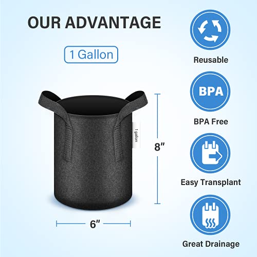 Ipower 10-Pack 1 Gallon Plant Grow Bags Heavy Duty Thickened Nonwoven Aeration Fabric Container Durable Pots, Strap Handles For Garden, Black #TOP1