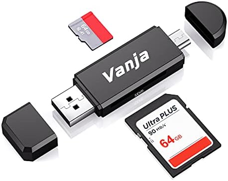 Vanja SD Card Reader, Micro USB OTG Adapter and USB 2.0 Portable Memory Card Reader for SD TF SDXC SDHC MMC RS-MMC Micro SD Micro SDXC Micro SDHC Card and UHS-I Cards