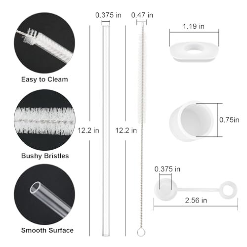 Image of Replacement Straw Compatible with Stanley 40 oz 30 oz Tumbler, Accessories of 6 Straw Replacement with Cleaning Brush, 4 Color Leak Sproof Plug, 2 Silicone Cover Cap for Stanley