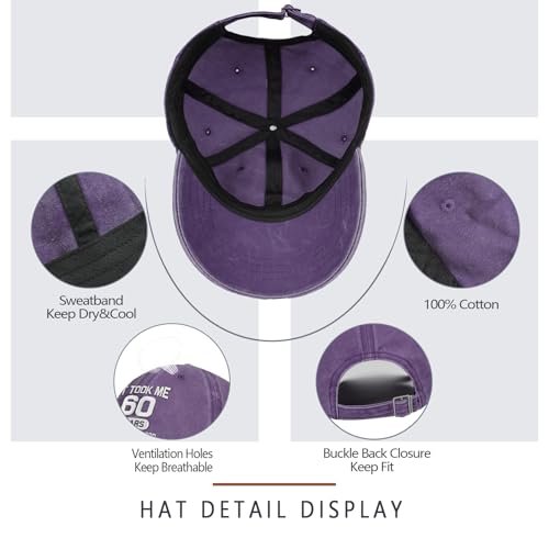 Image of 60th Birthday Gifts for Men Women 60 Year Old Gifts Decorations Took Me 60 Years to Look This Good Washed Cotton Hat