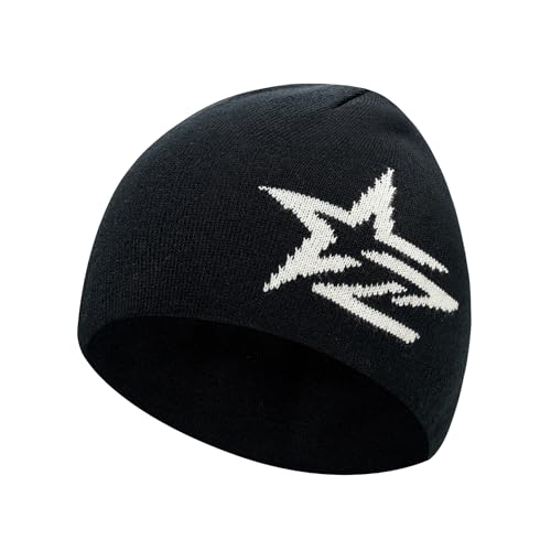 2THESTARS Beanie Hat Warm Thick Knit Winter Skull Cap for Men Women Cool Beanie Outdoor Running Made from Recycled Polyester (Black)
