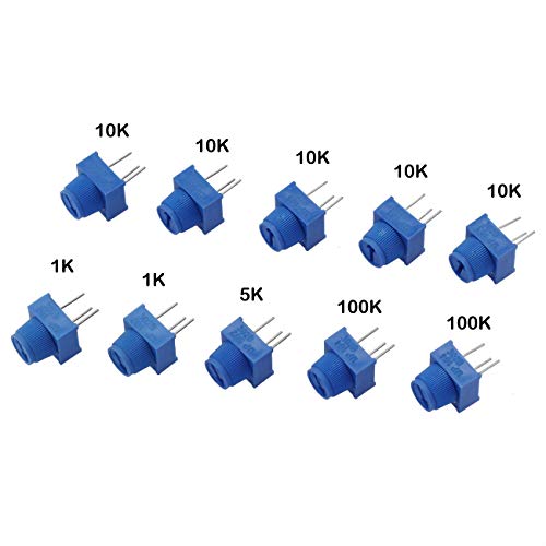 Image of ZYAMY 10pcs 3386P Trimmer Potentiometer with Knob 1K 5K 10K 100K High Precision Vertical Adjustable Trimpot Resistors
