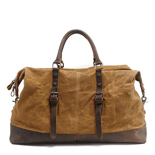 Leather Travel Duffel Bag for men Gym Sports Weekender Luggage Carry on Airplane Leather Bag