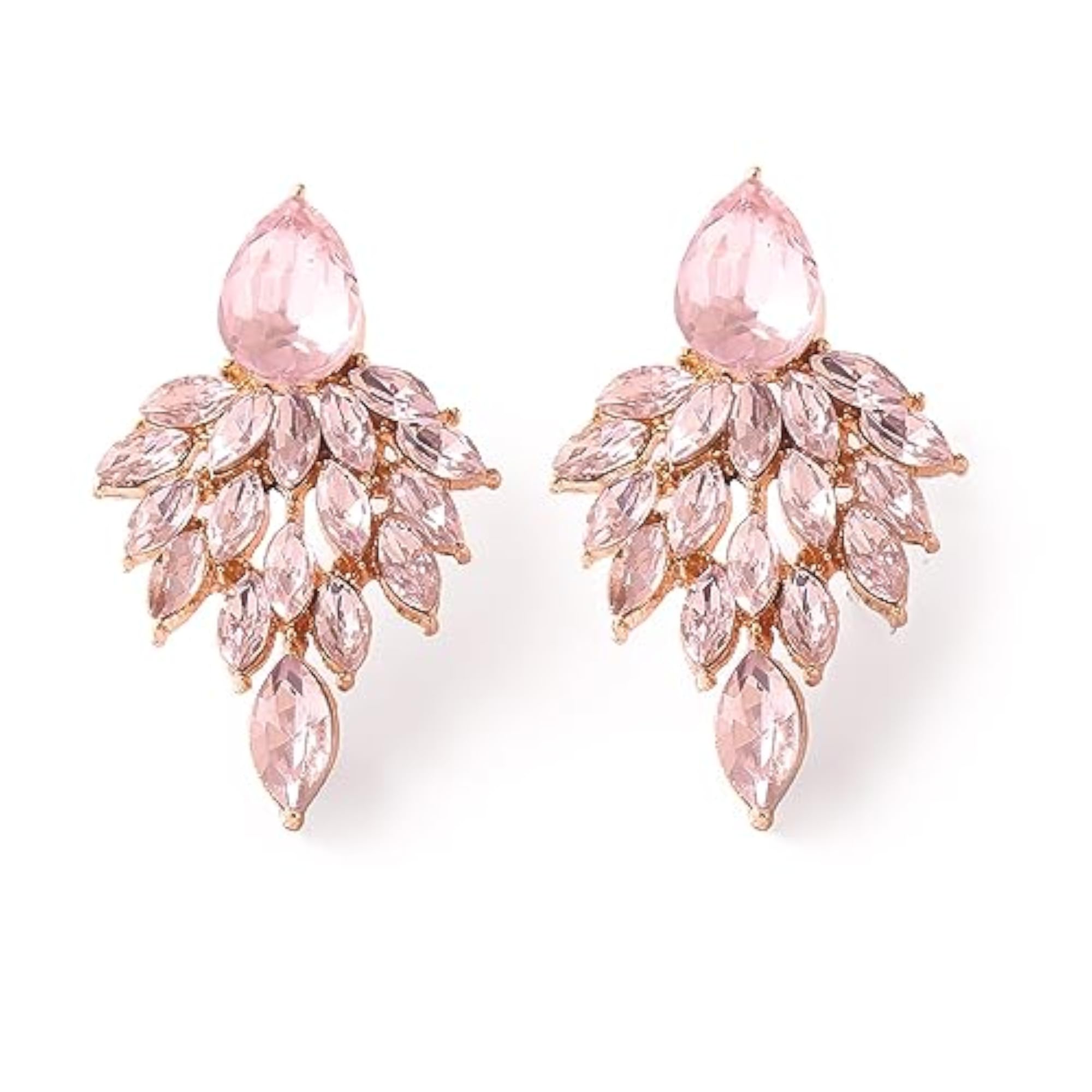 Rhinestone Cluster Drop Earrings, Elegant Crystal Statement
