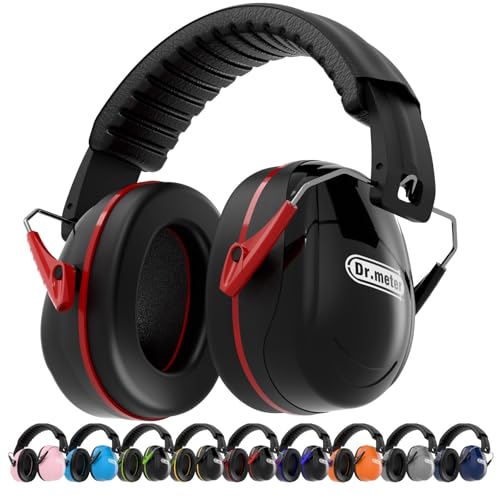 Image of Dr.meter Ear Protection Ear Muffs, 31dB Noise Reduction Safety Earmuffs with Adjustable Headband for Adults Kids Autism Sensory Hearing Protection, Earmuff for Range Mowing, Hunting, Monster Jam