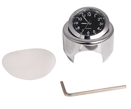 PerfecTech Motorbike Motorcycle 7/8" 1" Handlebar Watch Chrome Black Dial Clock for Harley Davidson Cruiser