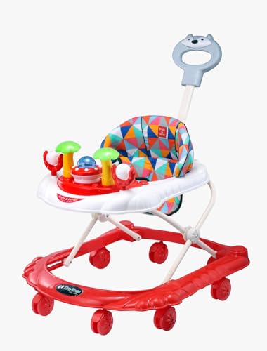 myhoodwink Activity Baby Walker Toy with Music & Lights for Kids, Parental Handle and Stopper for 6-48 Months Old Boys & Girls Multifunctional & Adjustable (Red)