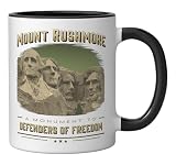 Mount Rushmore Defenders of Freedom South Dakota USA Ceramic Mug, Black/White