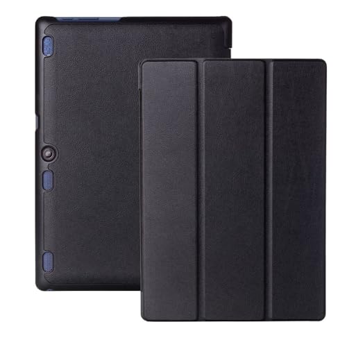 INSOLKIDON Compatible para Lenovo Tab3 10 Plus/Tab3 10 Business (TB3-X70F/TB3-X70L) 10-Inch Tablet Funda Protectora de Cuero Protección Carcasa Soporte Función, Auto-Sueño/Activación (Negro)