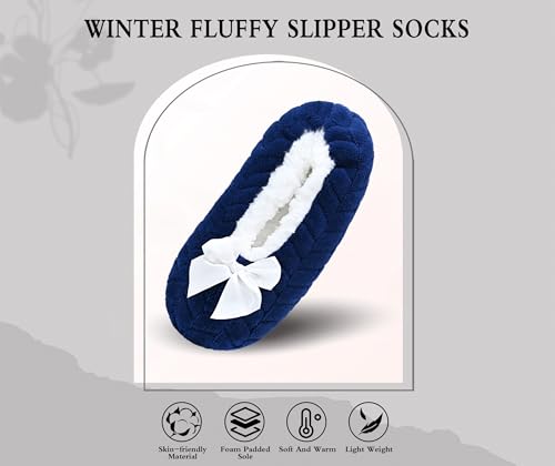 Image of Keyela Women Cozy Warm Slipper Socks, Non Slip Gripper Indoor House Socks | Soft warm cozy fabric, gripper anti-slip bottom for bedroom, lounge and all indoor daily use