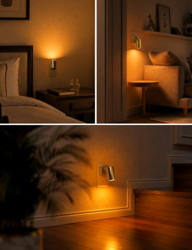 Image of L LOHAS LED Night Lights Plug into Wall,[2-Pack] Wall Spot Lights Indoor | Dusk to Dawn Sensor,1800K Amber Night Lights,for Home Decor Party Bathroom,Hallway