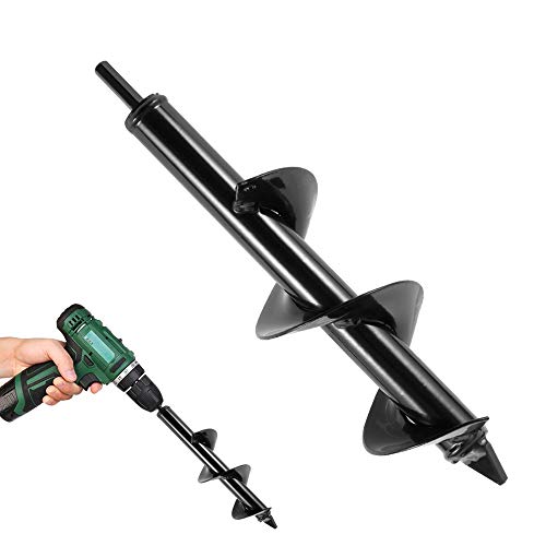 Garden Planter Flower Bulb Auger Drill Bit Earth Soil Cultivator Auger Spiral Drill Bit Post Hole Borer With Non-Slip Hex Drive Rust-Proof Garden Digger Attachments For Planting Flower (8X30CM)