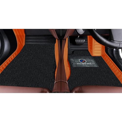 Image of Autofurnish Combination 9D Car Mat Full Set for Mahindra XUV700 (6 Seater) 2024 || Luxury Leather Dual-Stitch Full Set 9D Car Floor Mat || 100% Waterproof || Color : Black AZ-Tan