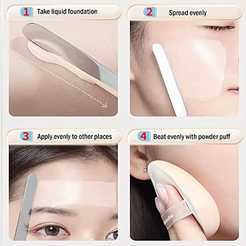 Picasso Spatula Makeup Korean, Stainless Steel Liquid Foundation Mixing Makeup Palette, Professional Facial Nail Cosmetic Spatula Makeup Tool (Spatula+Palette+Leather Cover) - Thumbnail 6