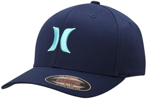 Image of Hurley Mens Textured Fitted Baseball Cap, Moisture Wicking, Curved Brim