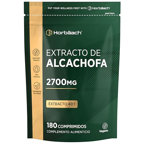 Alcachofa Comprimidos (no cápsulas) 2700mg | Extracto de Alcachofa | 40:1 Cinarina | 180 Comprimidos Veganos | Alta Potencia | de Horbaach