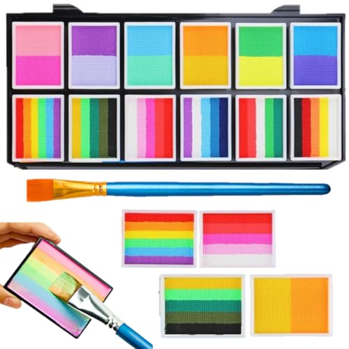 KARLOR Gezichtsverfpalet, 42 kleuren, kwast, bodypaint, wateroplosbaar, theater-schmink, festival, Halloween