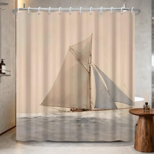 NAEMBCU Nautical Sailboat Shower Curtain Hooks - Watercolor