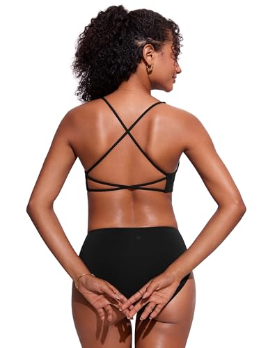 CRZ YOGA Womens V Neck Bikini Tops Criss Cross Back Sexy Swim Bathing Suit Bra Padded2