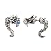 Lux Accessories Burnish Silver Dragons Front Back Earrings
