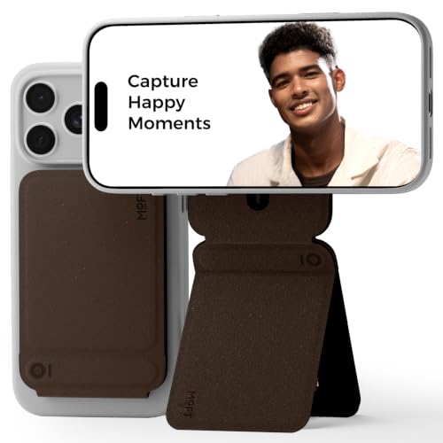 Image of MOFT Phone Tripod Stand, Portable Selfie Stick for iPhone | MOVAS-E- Coffee Leather | Mulit-Angle | Pocket Size | Magsafe Compatible | Easy to Charge | Stylish |For Content Creators