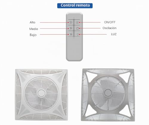 Miniatura 4 de Ventilador De Techo 60x60 68w 6000k Motor Ac Control Remoto Para Techo Desmontable, Empotrable Con Luz Led 3 Velocidades 1172lm