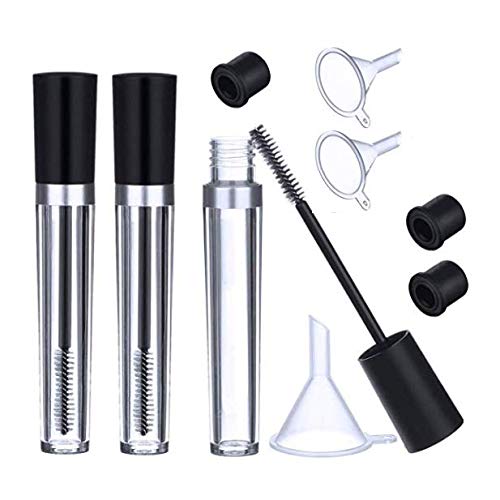 3PCS 8 mL Empty Mascara Tubes With Eyelash Wand, Rubber Inserts and Funnels for Castor Oil, Ideal Kit for DIY Cosmetics