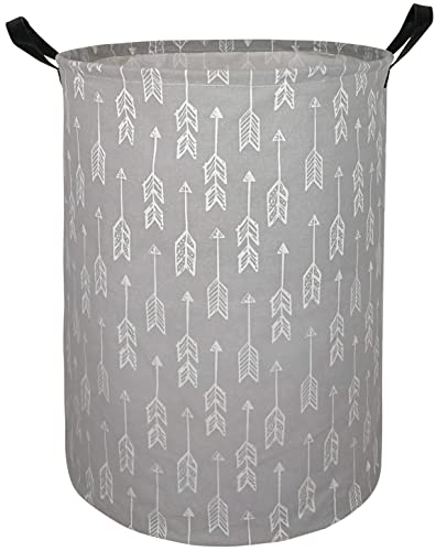 Image of ACMUUNI 19.7 Inch Round Laundry Clothes Hamper Laundry Basket with Handles,Storage Organizer Bins Laundry Gift Basket for Room, Bedroom Decor (arrow)