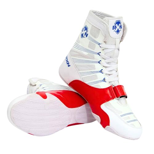 Image of RXN Boxing Shoes for Men and Women Lace Up Non Slip Rubber Sole Lightweight Mid High Top | Knockout High Top Boxing Boots for Men & Women