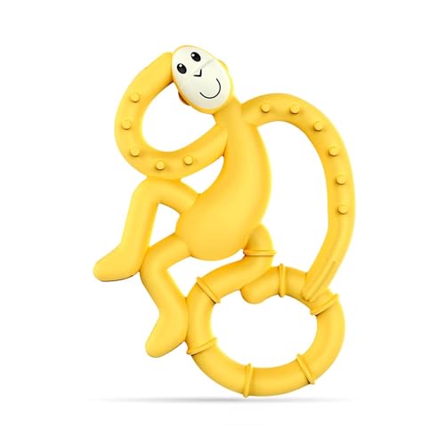 Image of Matchstick Monkey Infant, Antimicrobial Silicone Teether, Easy to Grip, Bpa Free, 3 Months Old+, 10 Cm, Easy to Hold & Naturally Fits in Mouth, Stimulates and Massages Sore Gums, Yellow Mini Monkey