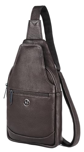 Image of WildHorn Leather Sling Crossbody Bag for Men, Stylish Chest Shoulder Bag for Men Women, Adjustable Strap for Commuting Travel Outdoor Activities Cycling