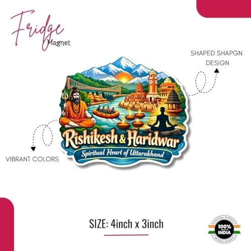 Image of Apna Gift Wooden Fridge Magnet Sticker for Refrigerator Door| Multipurpose Office Magnet for Home Kitchen Decor| Souvenir Gift Travel Memory Fridge Decoration| 4 x 3 Inch Magnet (Rishikesh & Haridwar)
